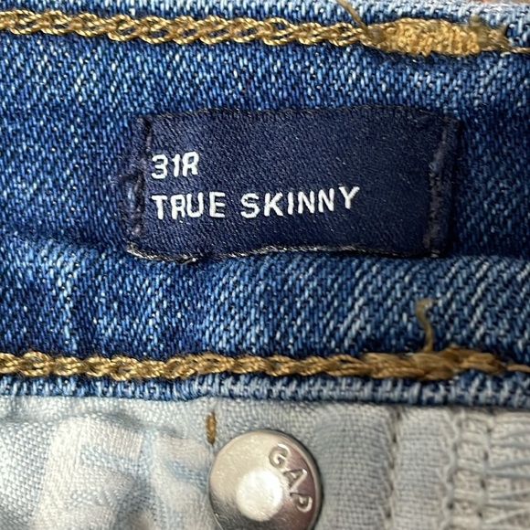 Gap Stretch True Skinny Mid Rise Medium Indigo Denim Jeans 31R - Picture 12 of 15